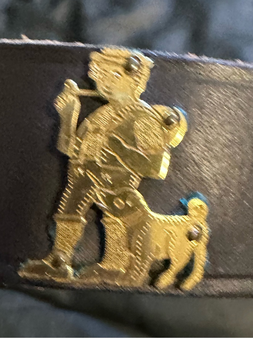 Vintage Swiss Leather Cowbell Belt Black Brass Alpine Cow Farmer Motif 35” - Picture 7 of 9